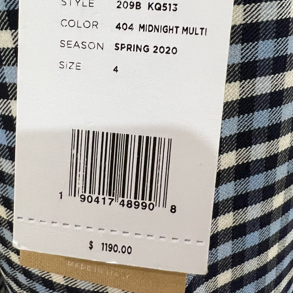 Michael Kors Collection High Waist Gingham Blue White Check Plaid Tailored Pants - Picture 10 of 16